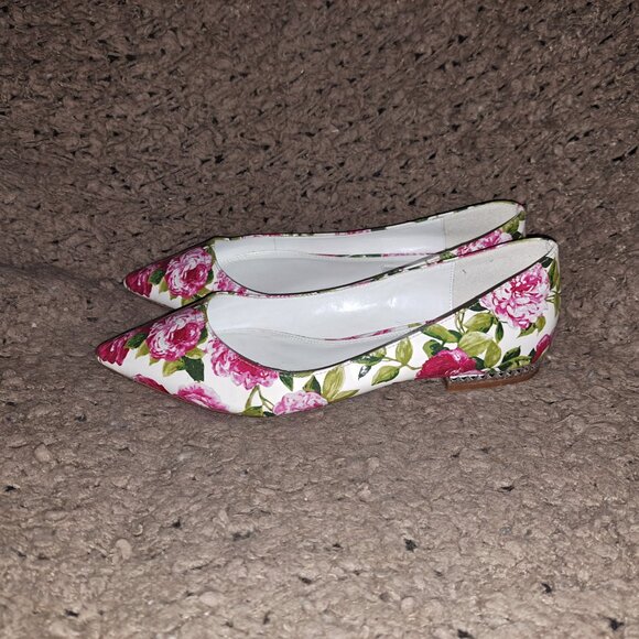 DUNE LONDON-Harmonie-Floral Faux Patent Leather Ballet Flats-Sz 7-Excellent - Picture 2 of 8